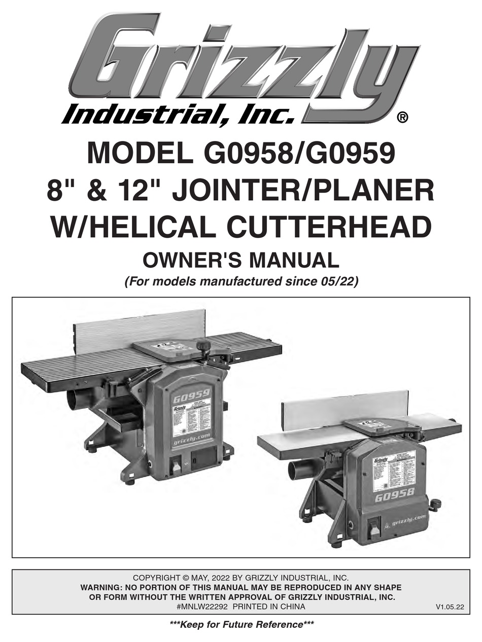 GRIZZLY G0958 OWNER'S MANUAL Pdf Download ManualsLib