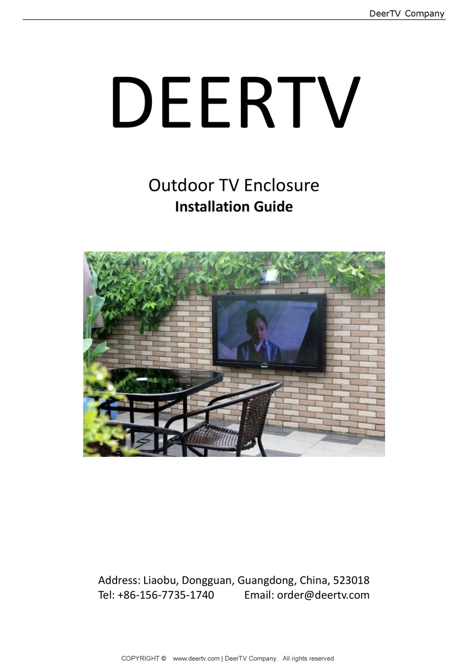 DEERTV OUTDOOR TV ENCLOSURE INSTALLATION MANUAL Pdf Download ManualsLib