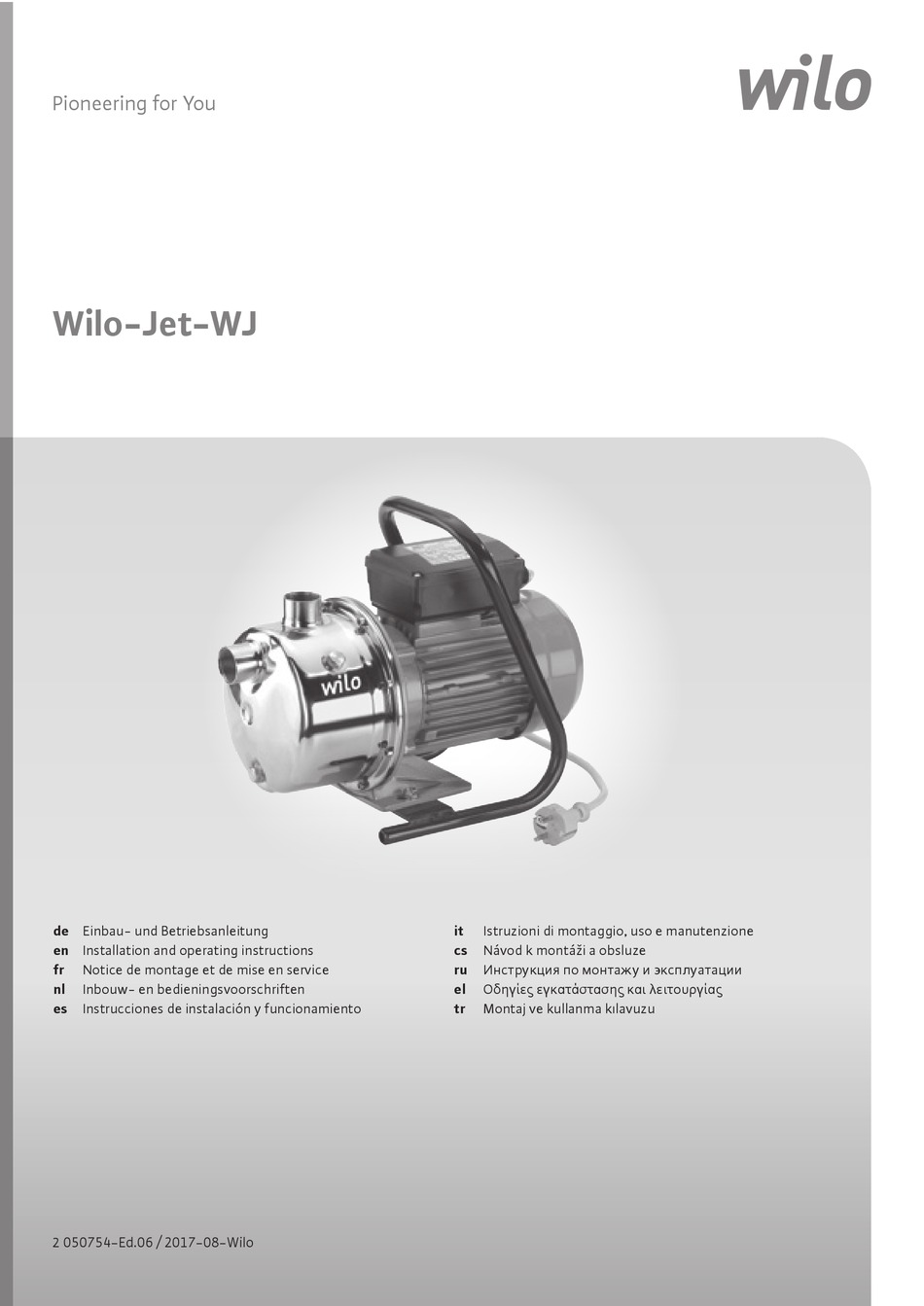 Wilo Wj Series Installation And Operating Instructions Manual Pdf Download Manualslib