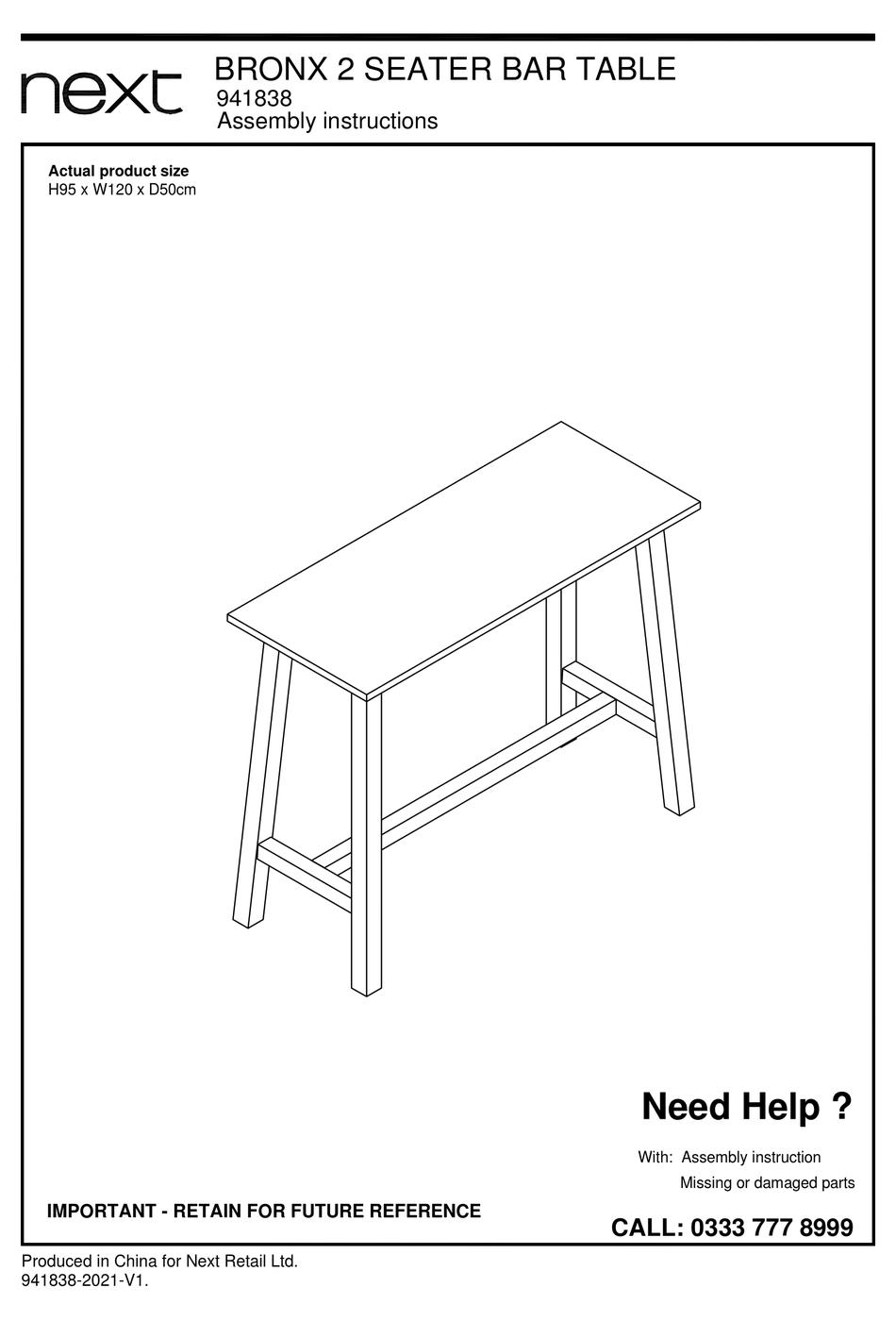NEXT BRONX 941838 ASSEMBLY INSTRUCTIONS MANUAL Pdf Download ManualsLib