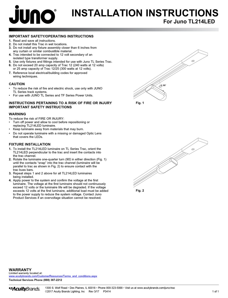 JUNO TL214LED INSTALLATION INSTRUCTIONS Pdf Download ManualsLib