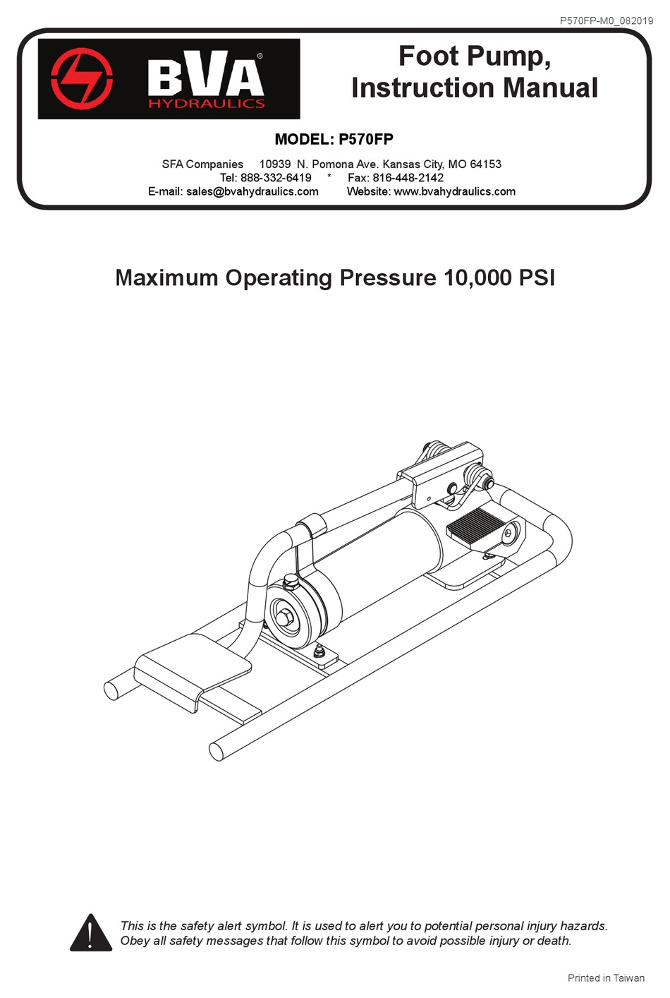 BVA HYDRAULICS P570FP INSTRUCTION MANUAL Pdf Download ManualsLib