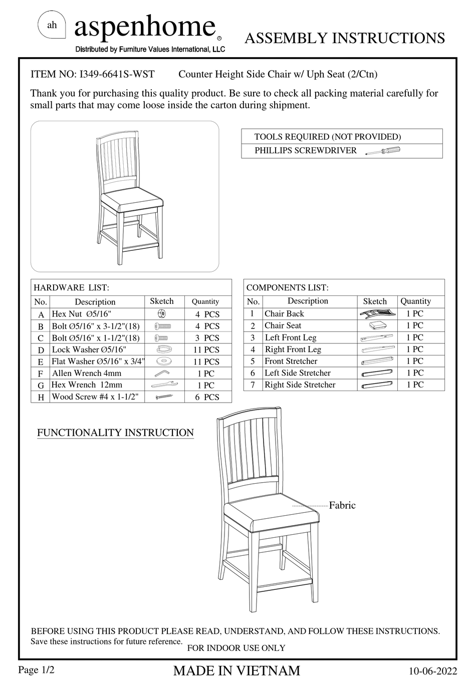 ASPENHOME I3496641SWST ASSEMBLY INSTRUCTIONS Pdf Download ManualsLib