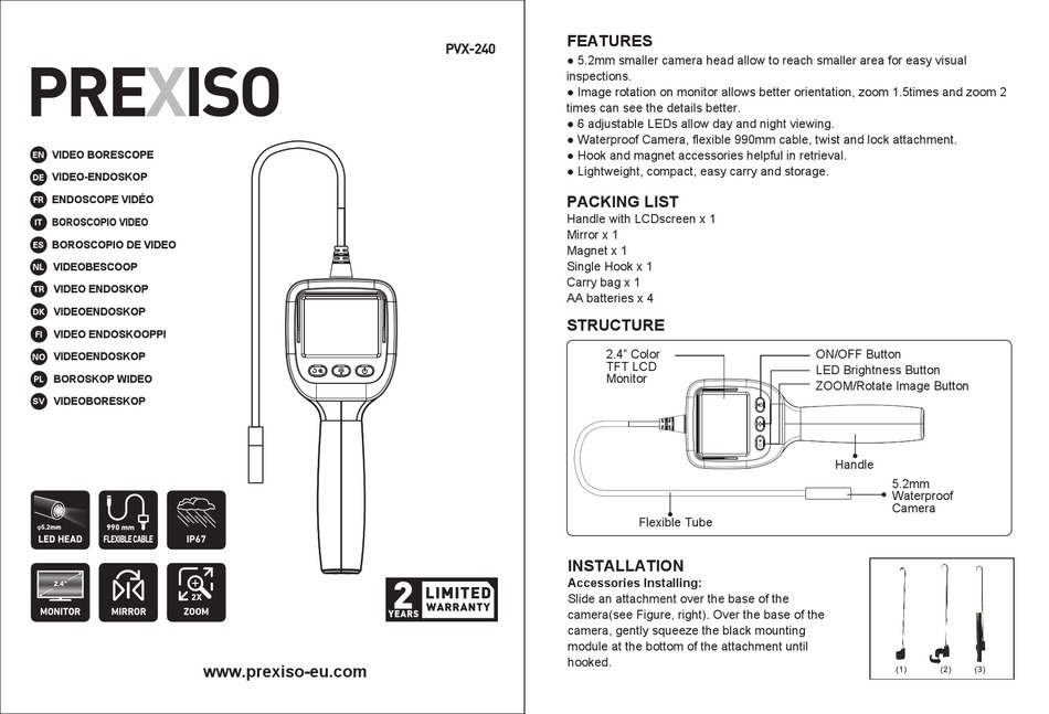 PREXISO PVX-240 QUICK START MANUAL Pdf Download | ManualsLib