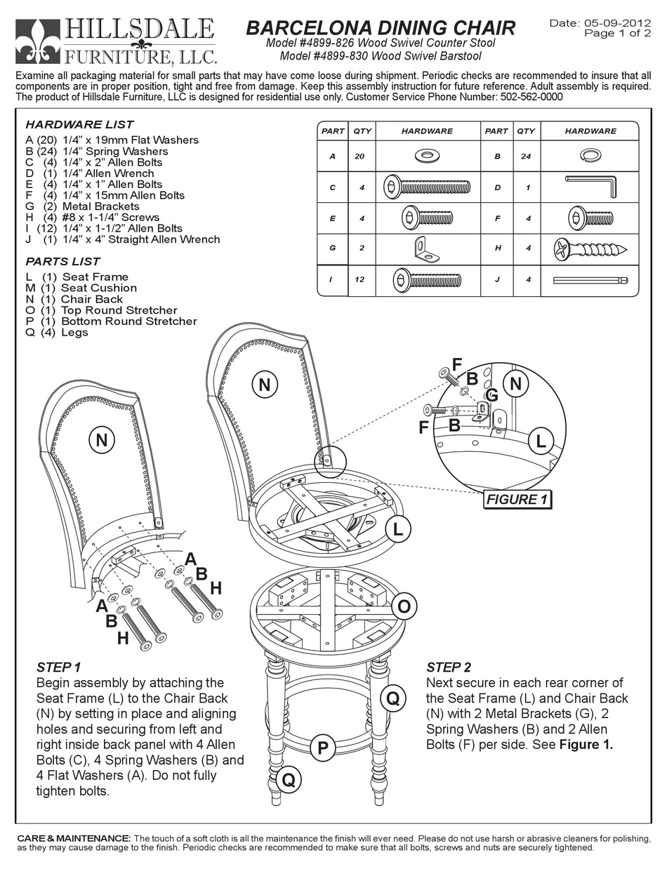 HILLSDALE FURNITURE BARCELONA 4899826 MANUAL Pdf Download ManualsLib