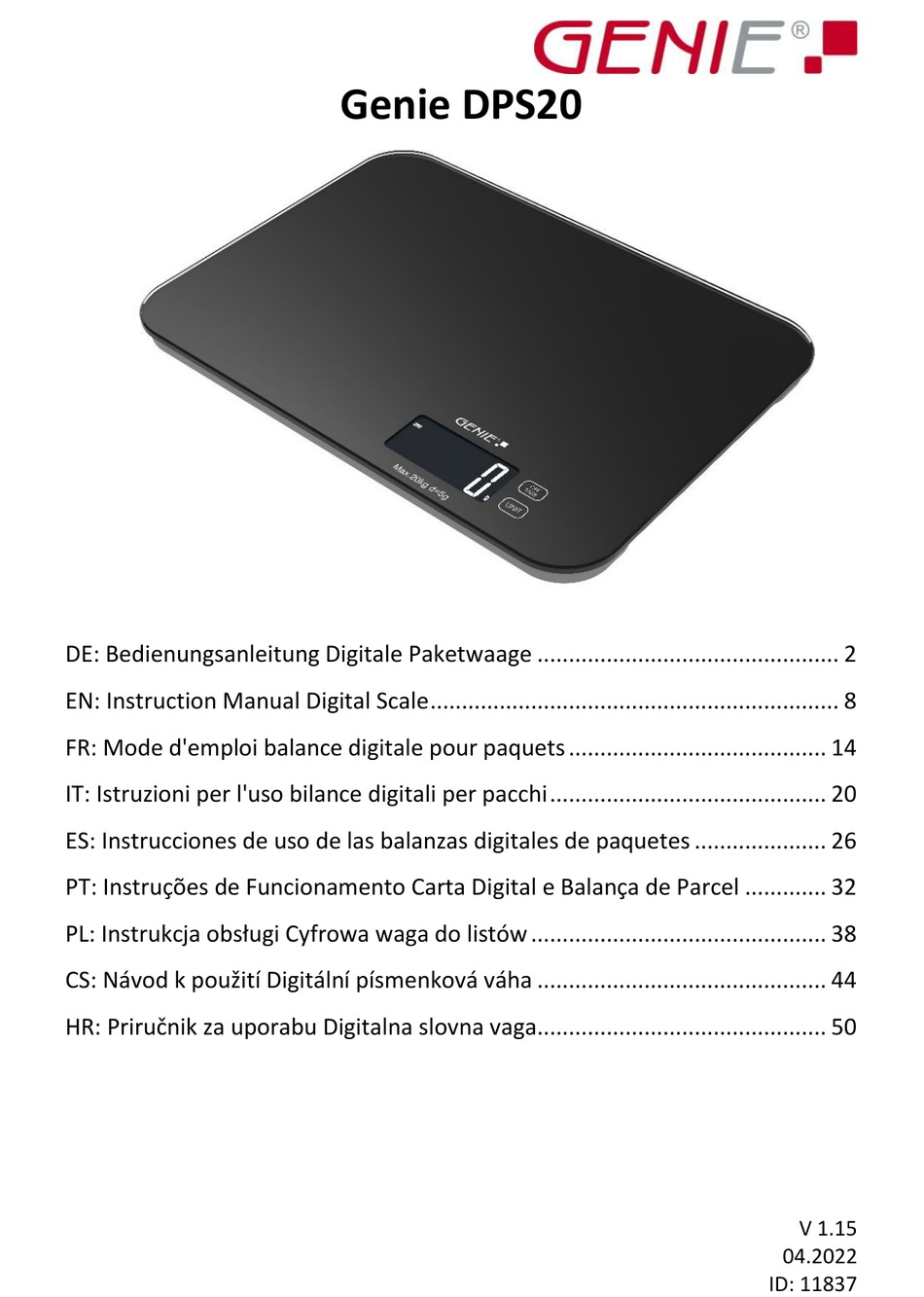 GENIE DPS20 INSTRUCTION MANUAL Pdf Download ManualsLib