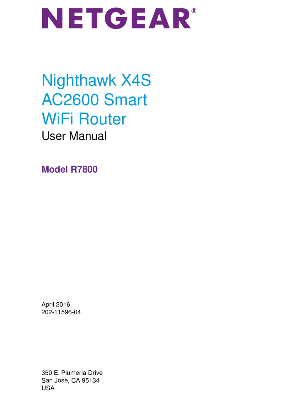 NETGEAR NIGHTHAWK X4S AC2600 USER MANUAL Pdf Download ManualsLib