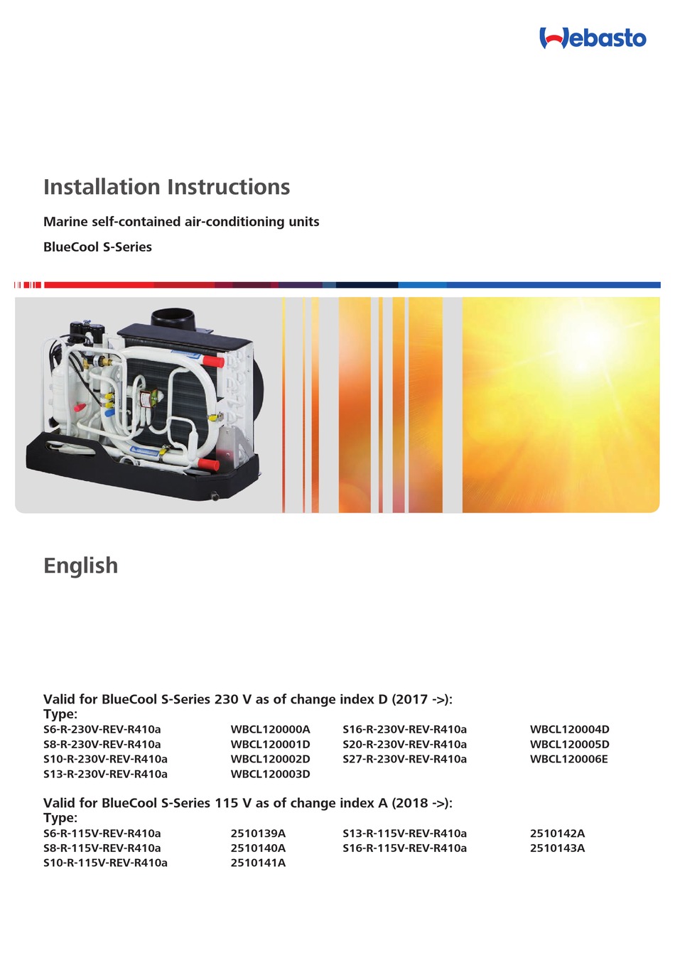 WEBASTO BLUECOOL SSERIES INSTALLATION INSTRUCTIONS MANUAL Pdf Download