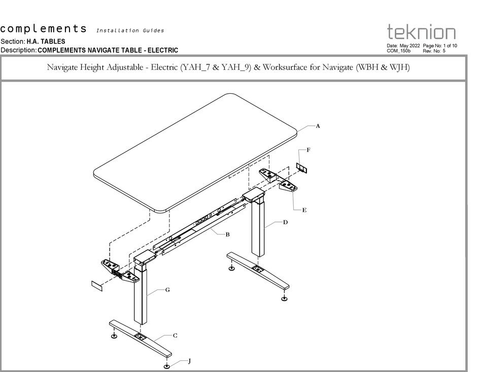 TEKNION COMPLEMENTS NAVIGATE TABLE ELECTRIC INSTALLATION MANUALS Pdf