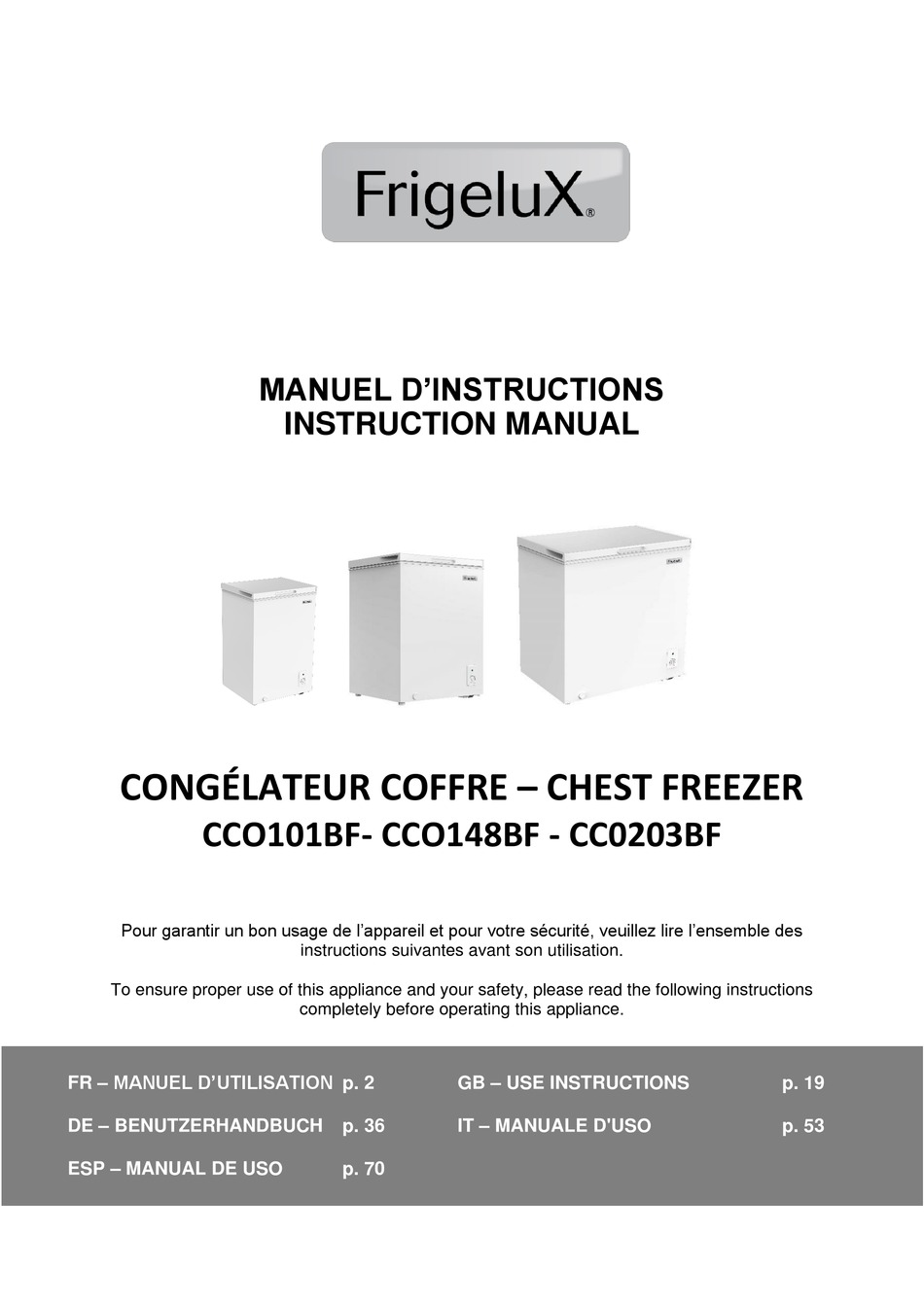 Congelador Horizontal Frigelux F CCO101BF