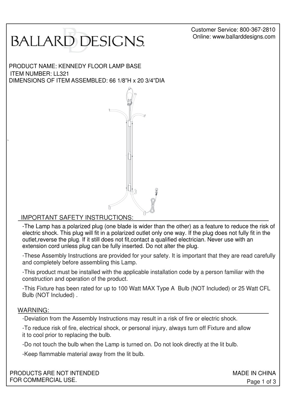 BALLARD DESIGNS KENNEDY LL321 QUICK START MANUAL Pdf Download ManualsLib