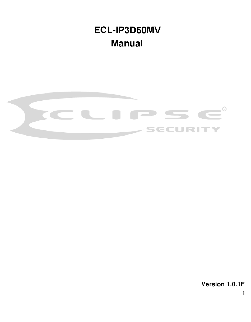 ECLIPSE SECURITY ECL-IP3D50MV MANUAL Pdf Download | ManualsLib