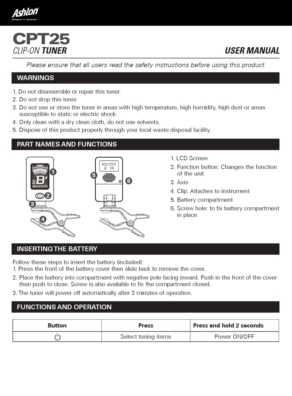 ASHTON CPT25 USER MANUAL Pdf Download ManualsLib