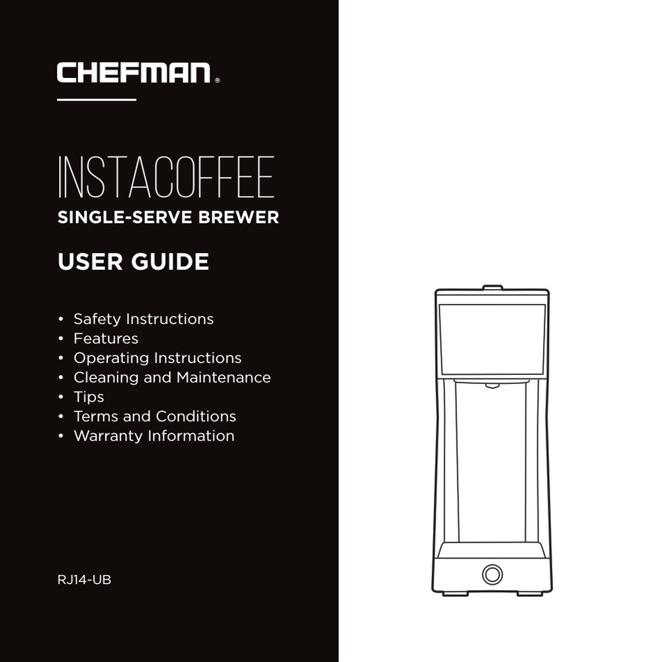 CHEFMAN INSTACOFFEE RJ14UB USER MANUAL Pdf Download ManualsLib