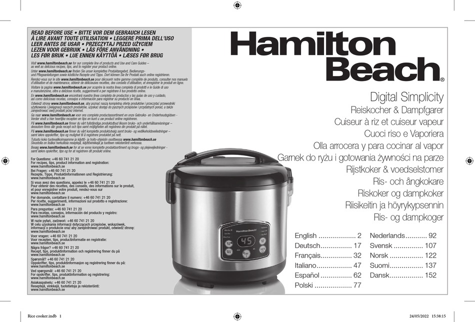 HAMILTON BEACH DIGITAL SIMPLICITY MANUAL Pdf Download | ManualsLib