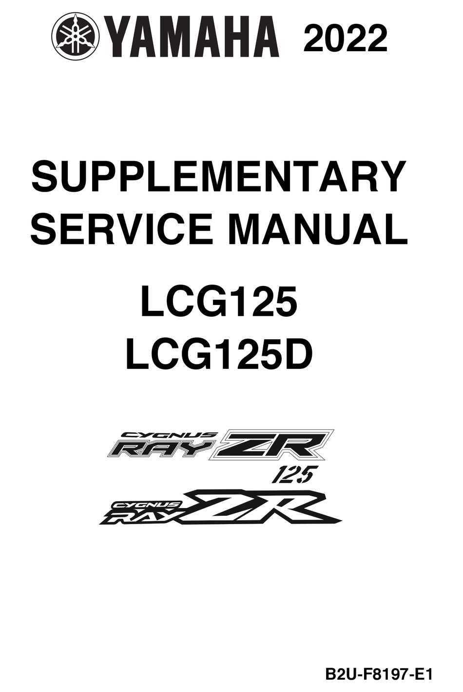 YAMAHA CYGNUS RAY ZR 2022 SUPPLEMENTARY SERVICE MANUAL Pdf Download