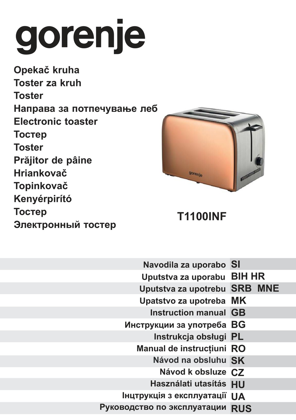 GORENJE T1100INF INSTRUCTION MANUAL Pdf Download ManualsLib