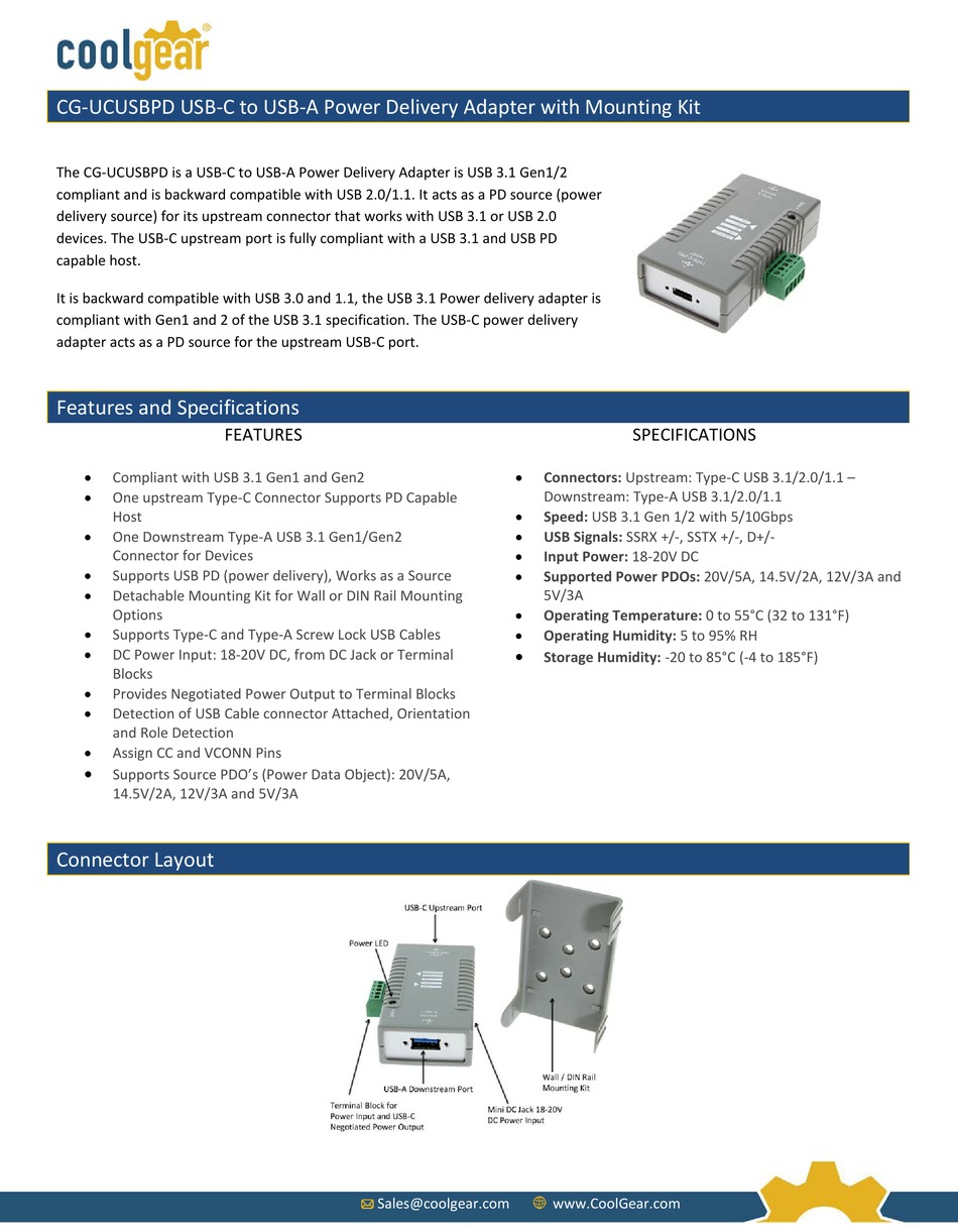 COOLGEAR CG-UCUSBPD USER MANUAL Pdf Download | ManualsLib