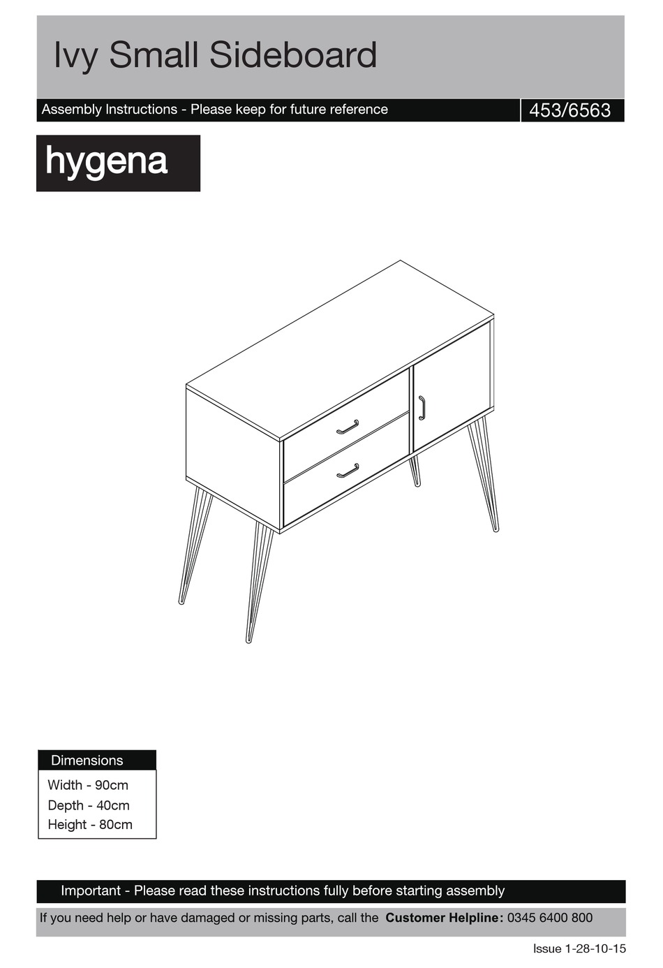 HYGENA IVY 453/6563 ASSEMBLY INSTRUCTIONS MANUAL Pdf Download | ManualsLib
