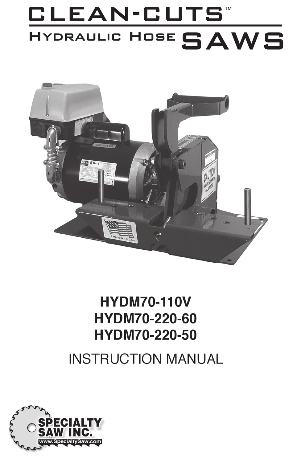 SPECIALTY SAW HYDM7022060 INSTRUCTION MANUAL Pdf Download ManualsLib