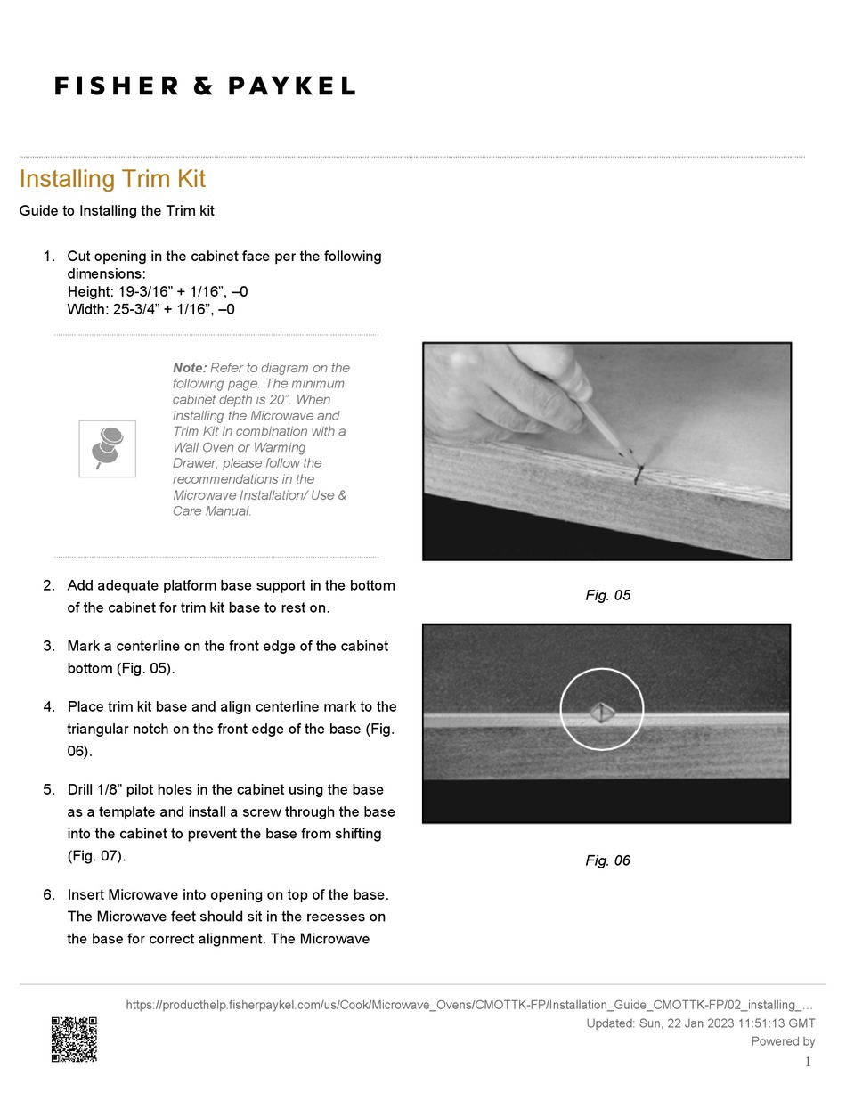 FISHER & PAYKEL TRIM KIT MANUAL Pdf Download ManualsLib