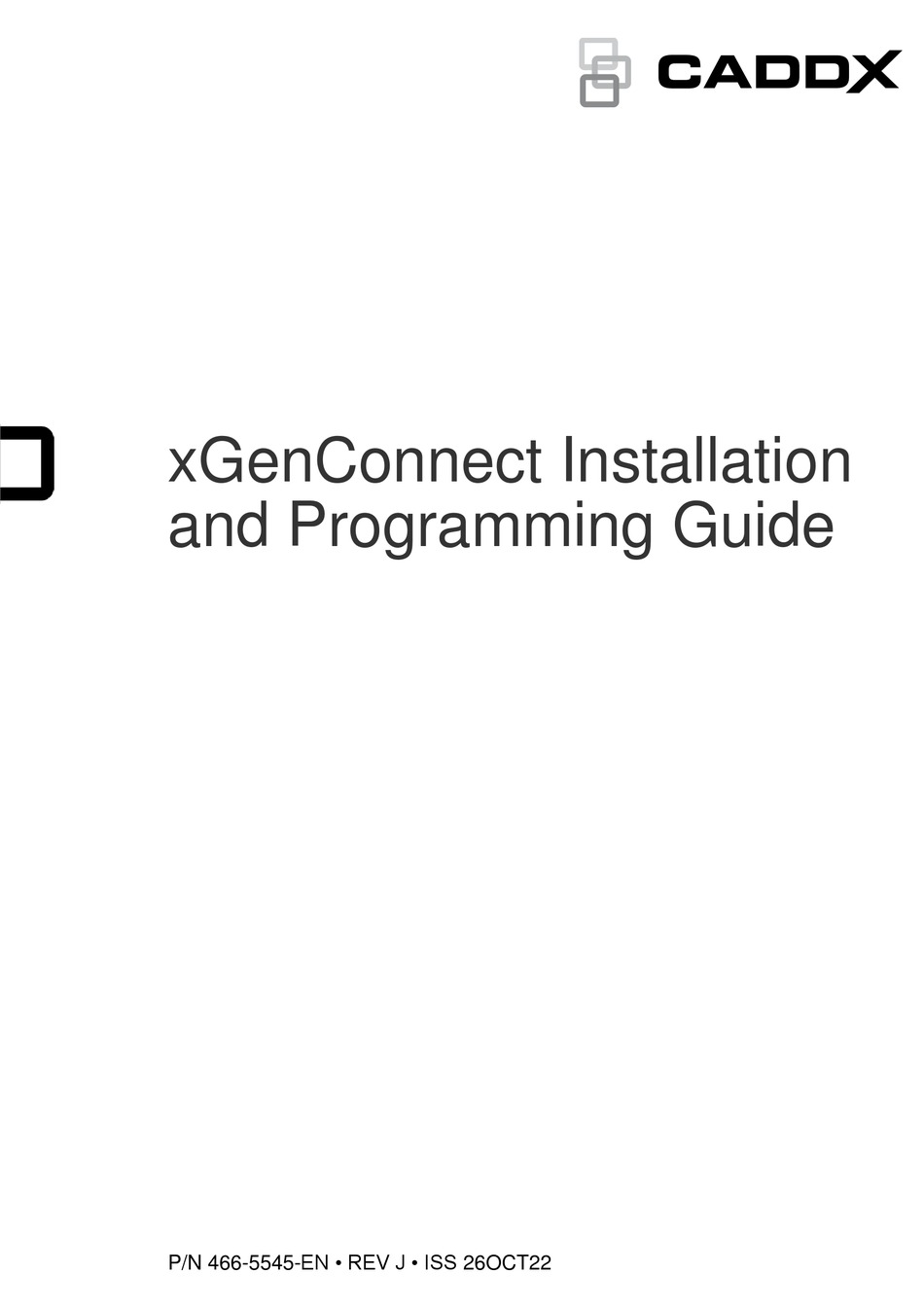 CADDX XGENCONNECT INSTALLATION AND PROGRAMMING MANUAL Pdf Download