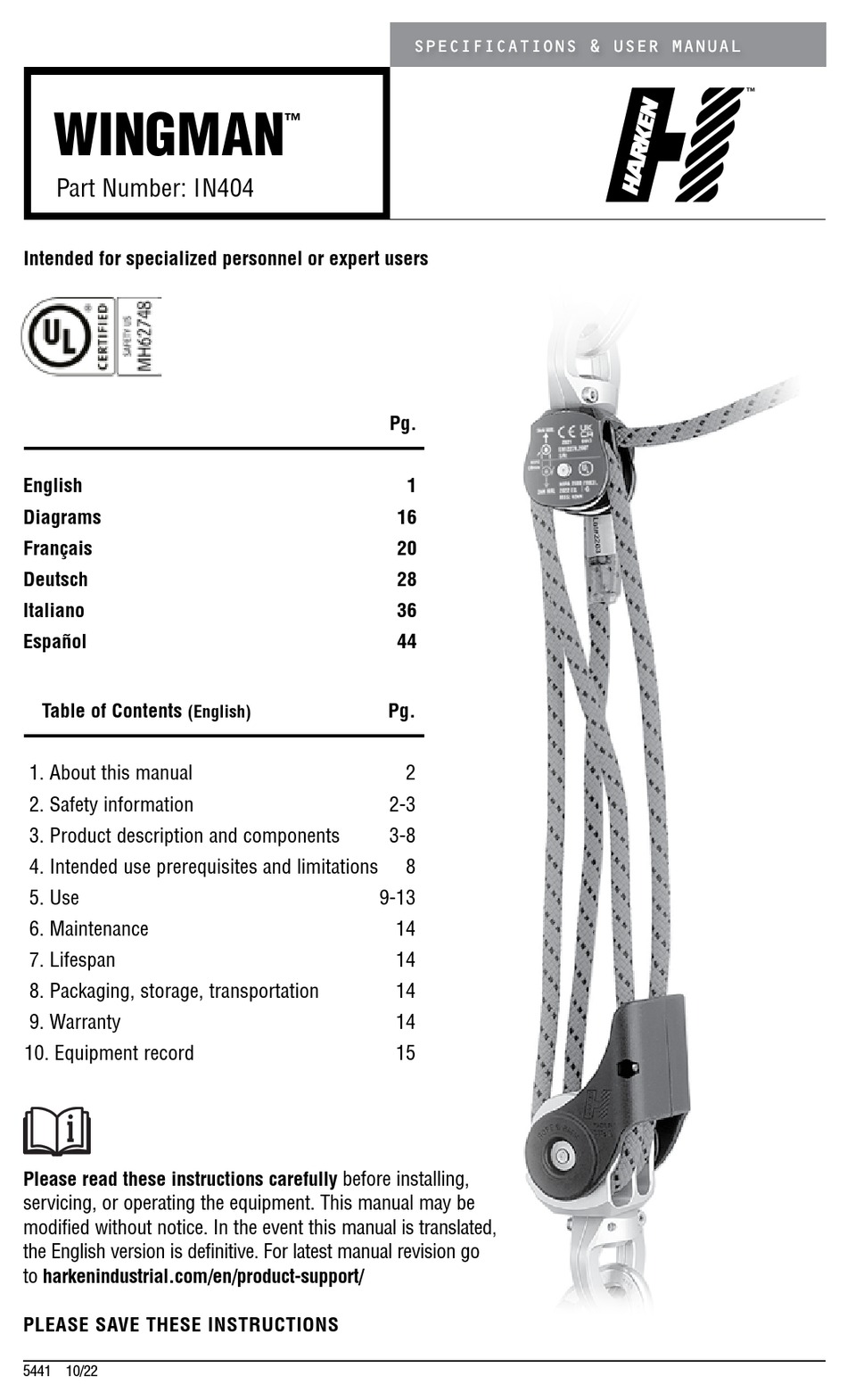 HARKEN WINGMAN IN404 SPECIFICATION & USER MANUAL Pdf Download ManualsLib