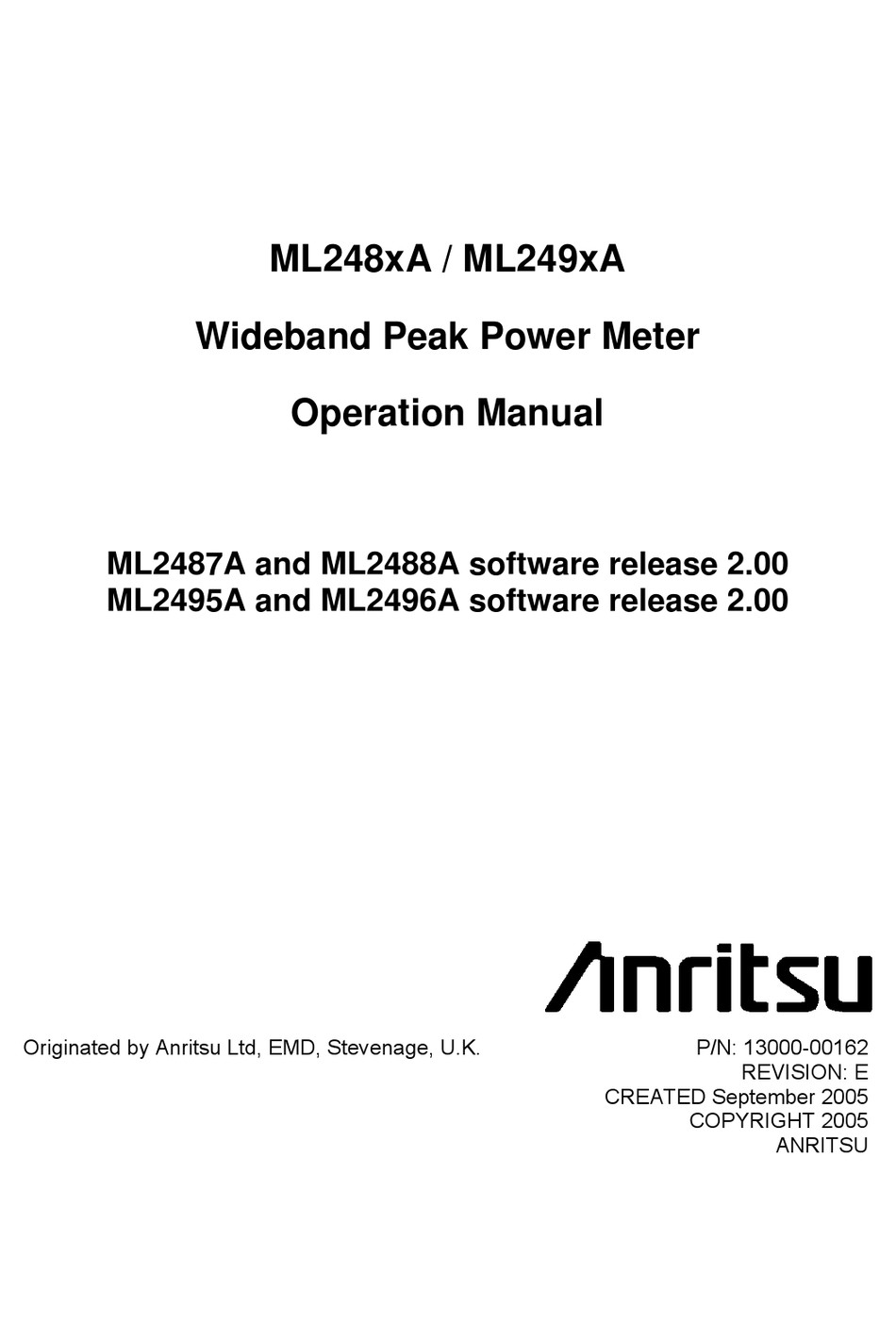 ANRITSU ML248 A SERIES OPERATION MANUAL Pdf Download | ManualsLib