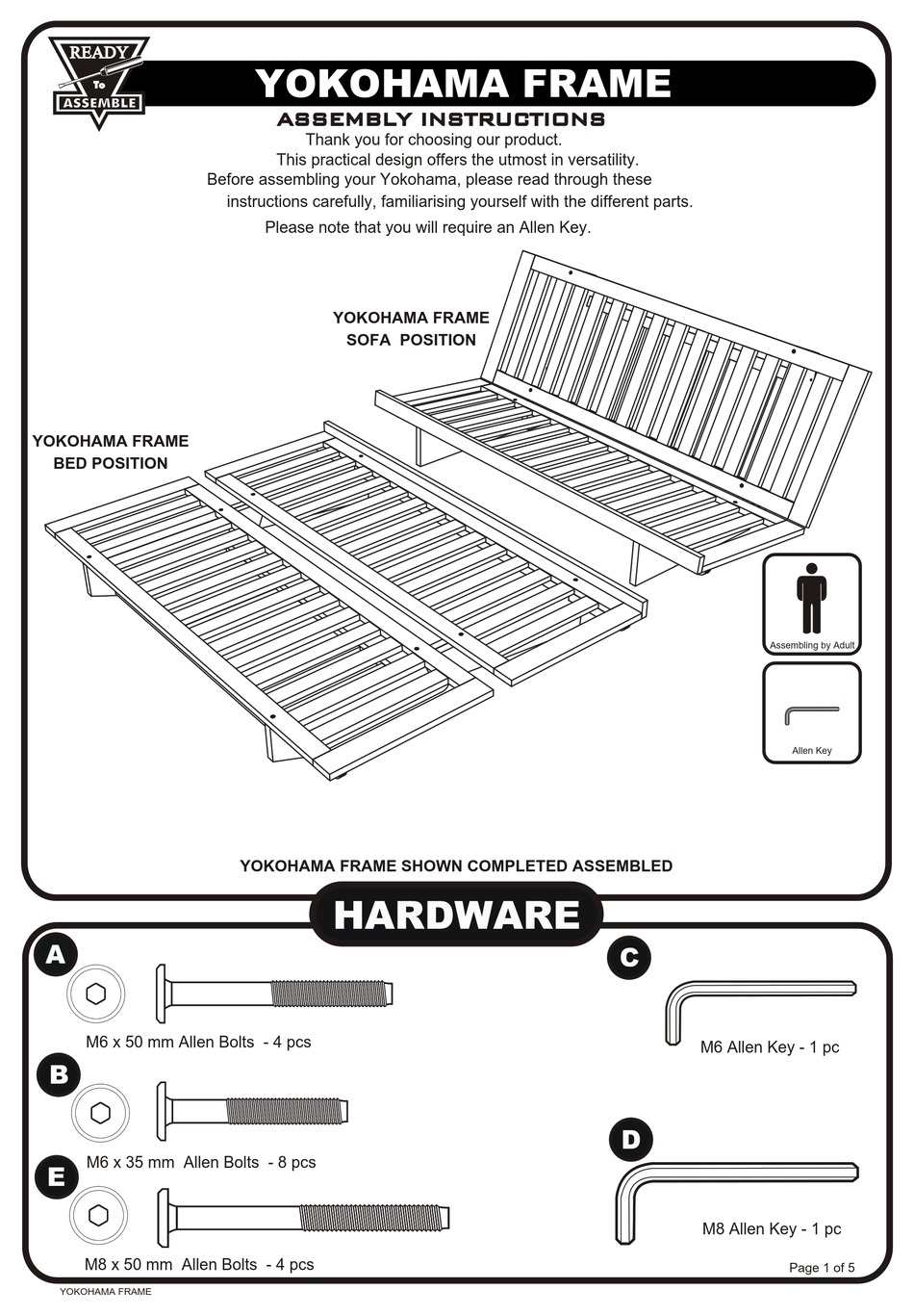 FUTON YOKOHAMA ASSEMBLY INSTRUCTIONS Pdf Download ManualsLib