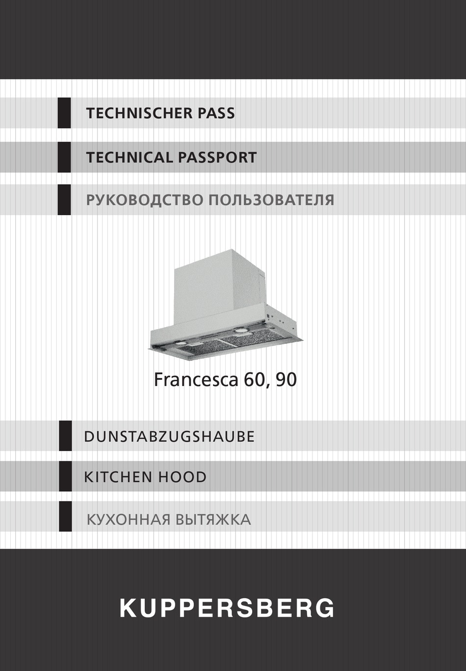 KUPPERSBERG FRANCESCA 60 TECHNICAL PASSPORT Pdf Download | ManualsLib