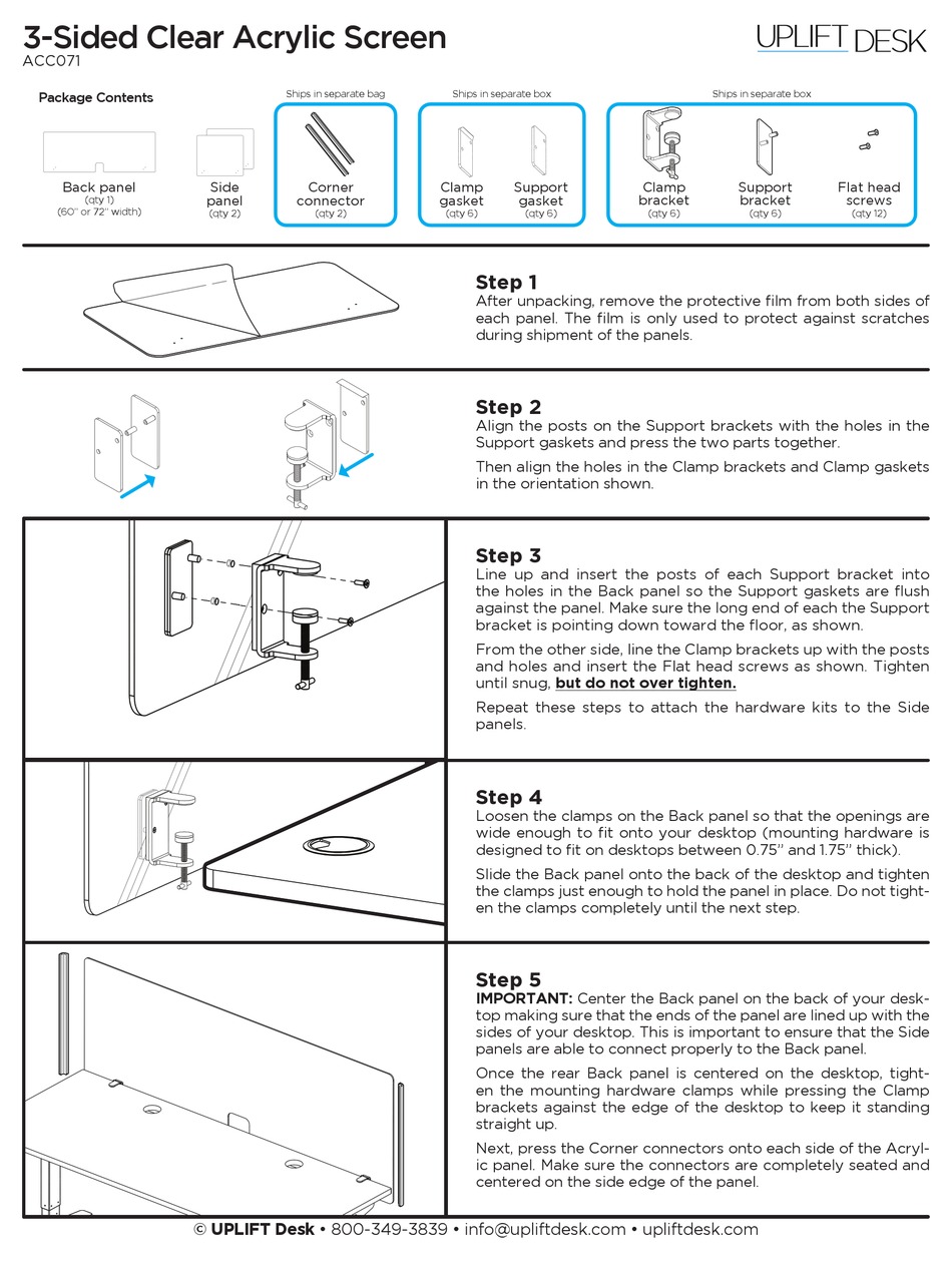 UPLIFT DESK ACC071 QUICK START MANUAL Pdf Download ManualsLib