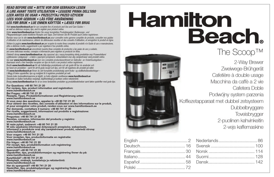 User manual Hamilton Beach The Scoop 49980R (English - 44 pages)