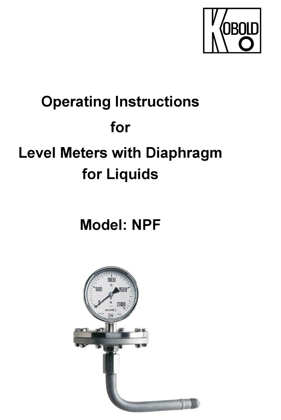 KOBOLD NPF OPERATING INSTRUCTIONS MANUAL Pdf Download | ManualsLib