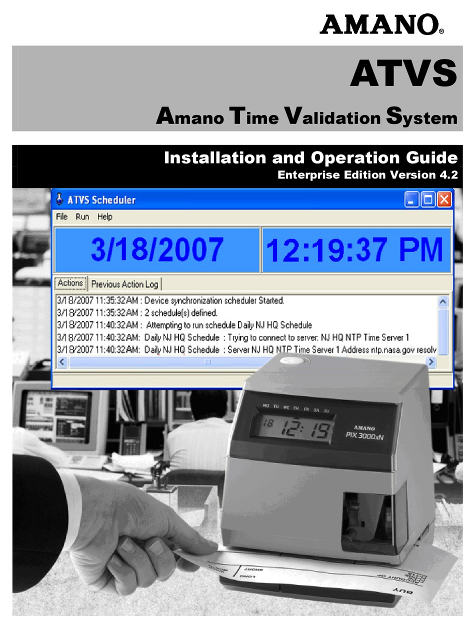 AMANO ATVS INSTALLATION AND OPERATION MANUAL Pdf Download ManualsLib