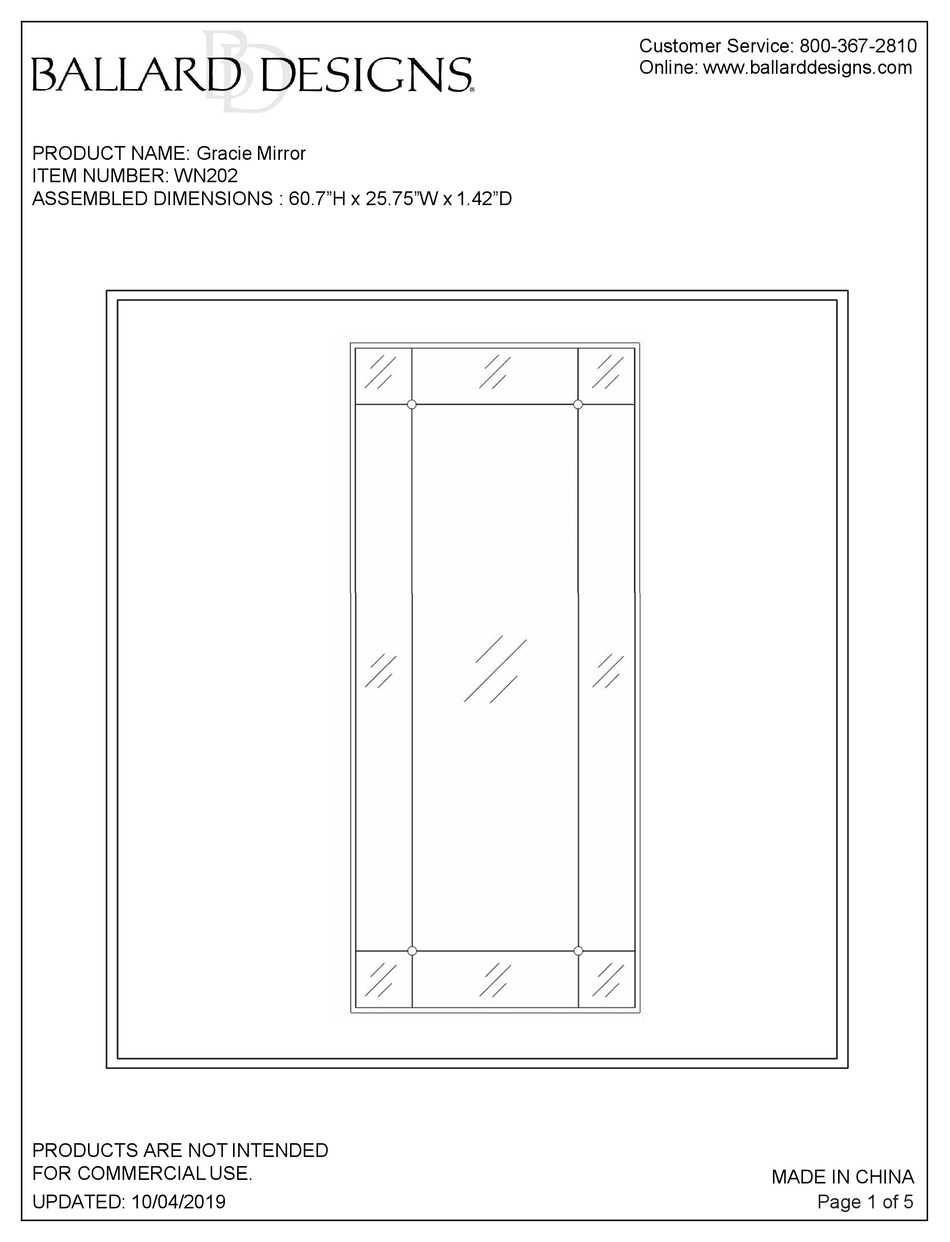 BALLARD DESIGNS GRACIE WN202 MANUAL Pdf Download ManualsLib