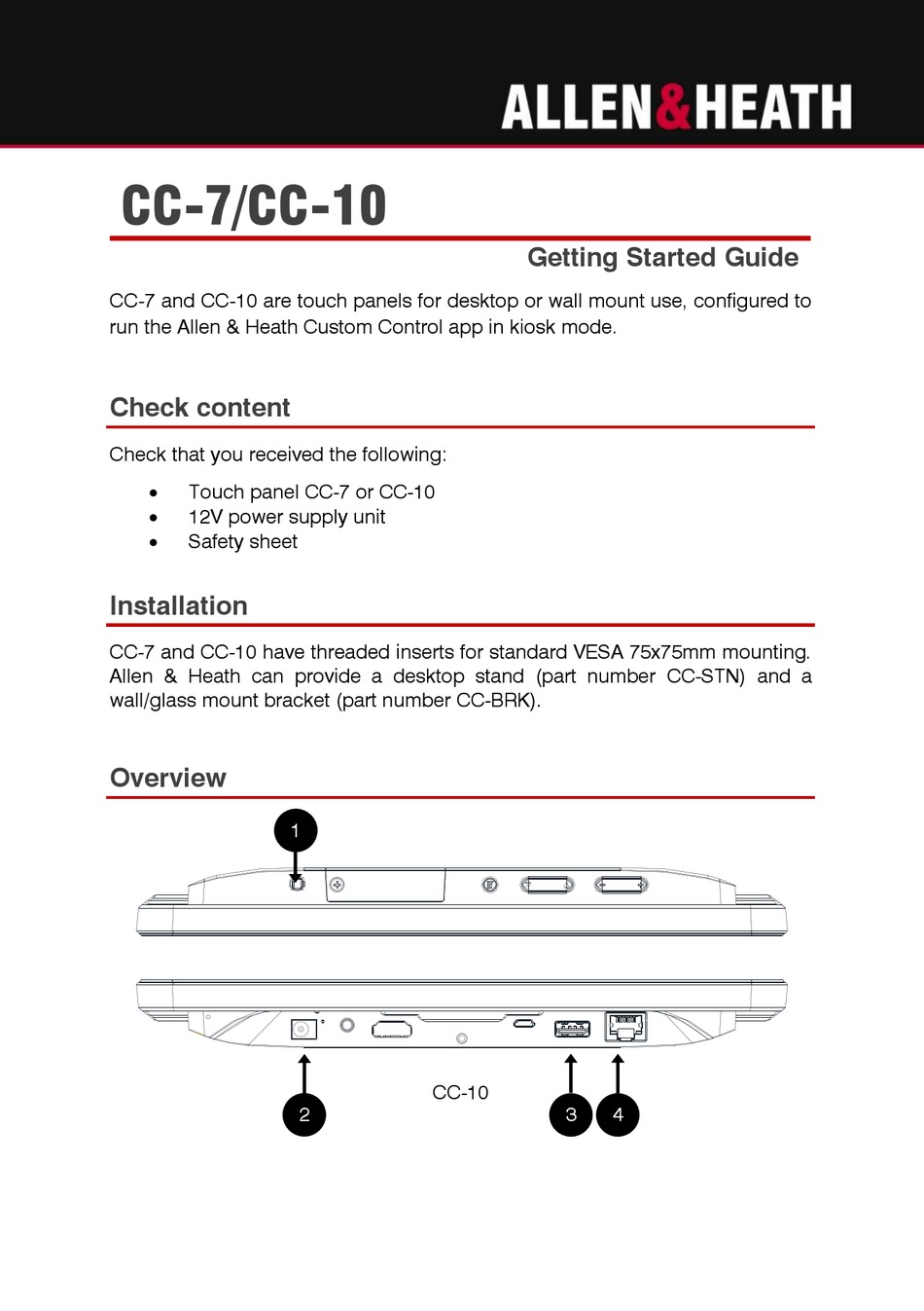 ALLEN & HEATH CC7 GETTING STARTED MANUAL Pdf Download ManualsLib