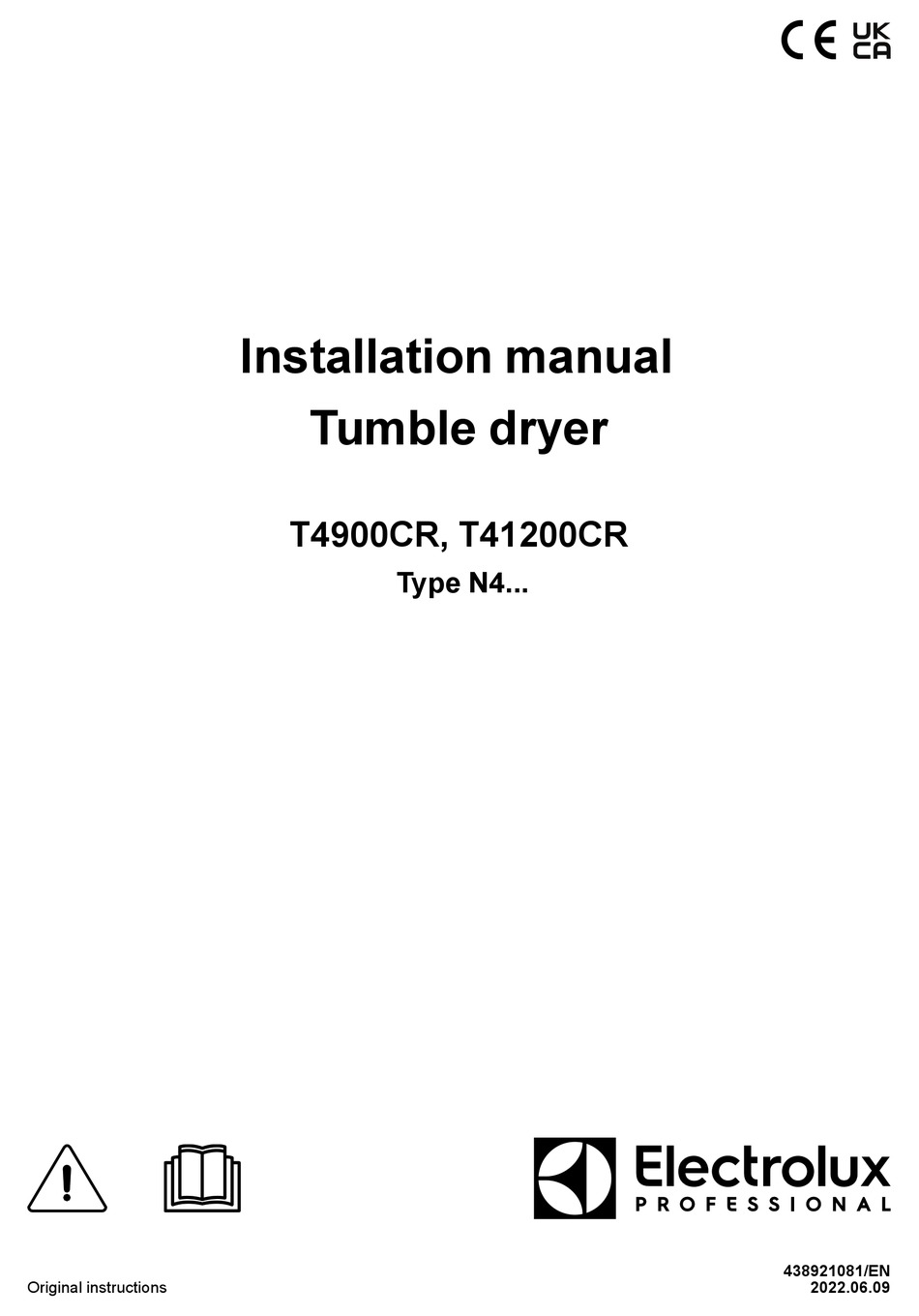 ELECTROLUX T4900CR INSTALLATION MANUAL Pdf Download ManualsLib