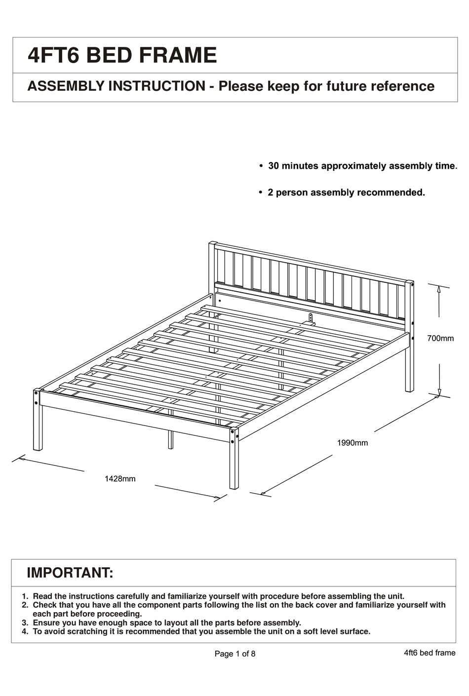 ARGOS 4FT6 BED FRAME ASSEMBLY INSTRUCTION MANUAL Pdf Download ManualsLib