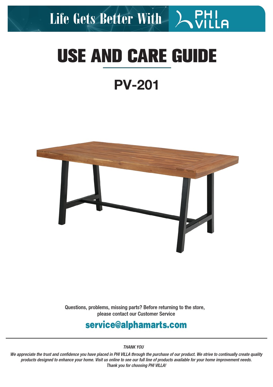 PHI VILLA PV201 USE AND CARE MANUAL Pdf Download ManualsLib