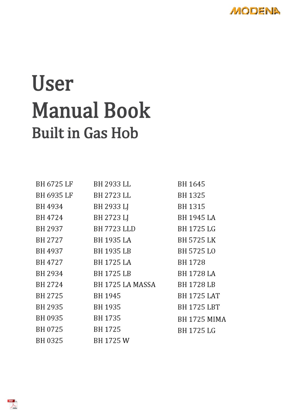 MODENA BH 6725 LF USER MANUAL BOOK Pdf Download | ManualsLib