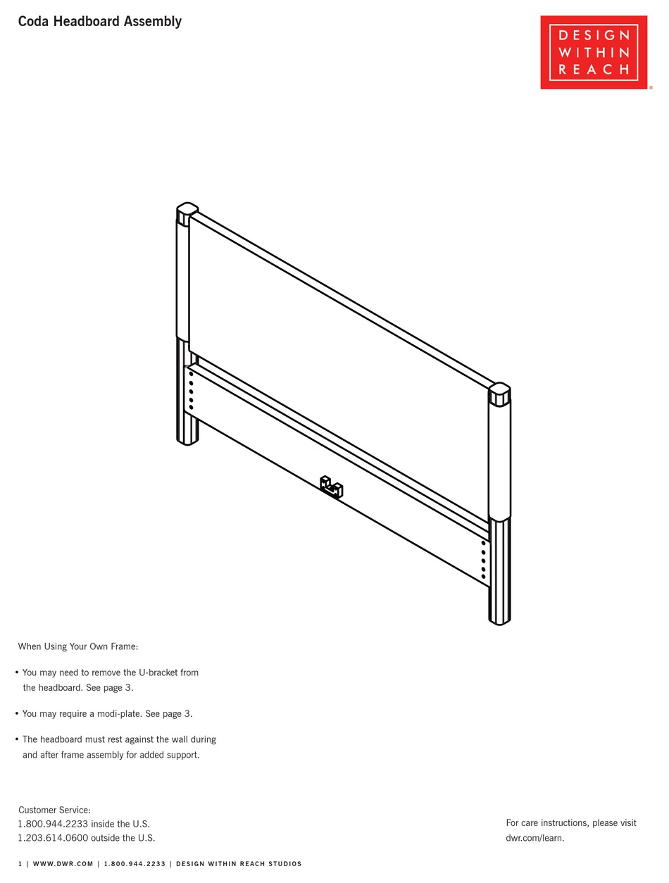 DESIGN WITHIN REACH CODA ASSEMBLY INSTRUCTIONS Pdf Download ManualsLib