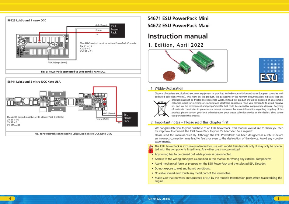 ESU POWERPACK MINI INSTRUCTION MANUAL Pdf Download ManualsLib