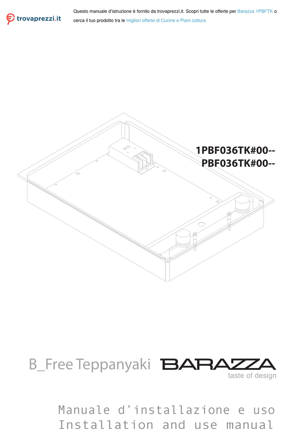 BARAZZA B FREE 1PBF036TK 00 SERIES INSTALLATION AND USE MANUAL Pdf ...