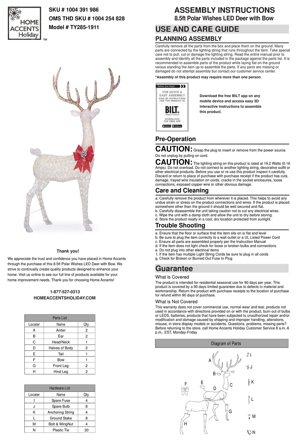 HOME ACCENTS HOLIDAY TY2851911 ASSEMBLY INSTRUCTIONS Pdf Download