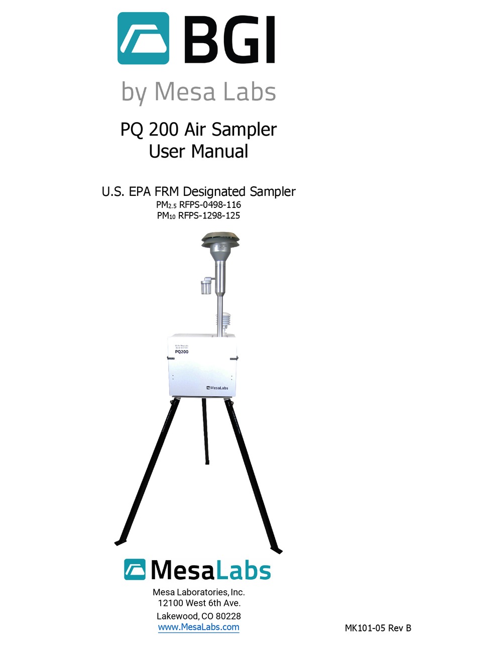 MESA LABORATORIES PQ 200 USER MANUAL Pdf Download ManualsLib