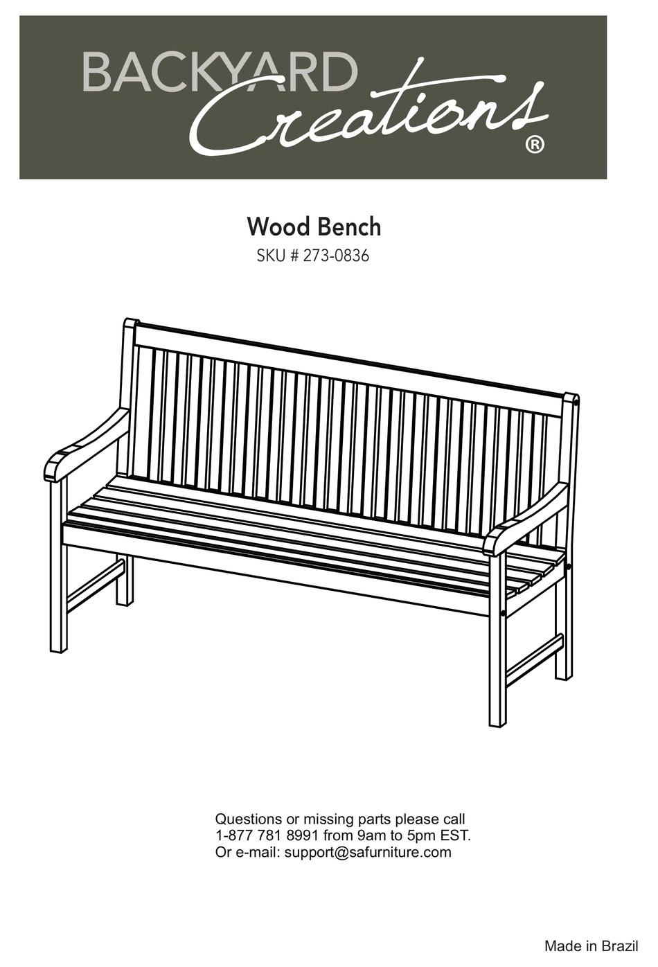 BACKYARD CREATIONS 2730836 ASSEMBLY INSTRUCTIONS Pdf Download ManualsLib