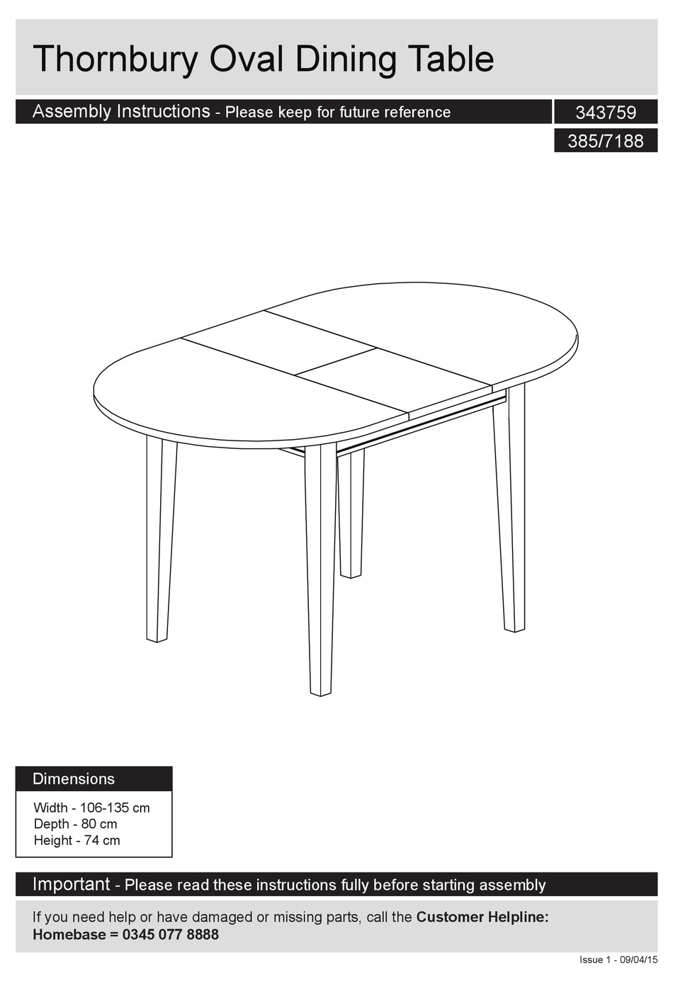 ARGOS THORNBURY 343759 ASSEMBLY INSTRUCTIONS MANUAL Pdf Download