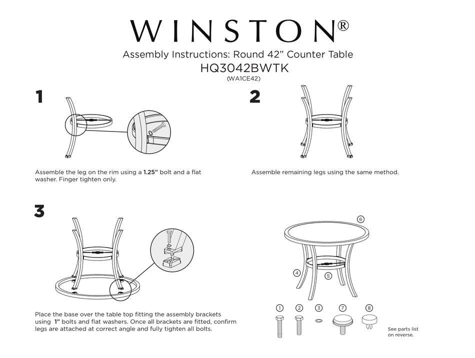 WINSTON WA1CE42 ASSEMBLY INSTRUCTIONS Pdf Download ManualsLib