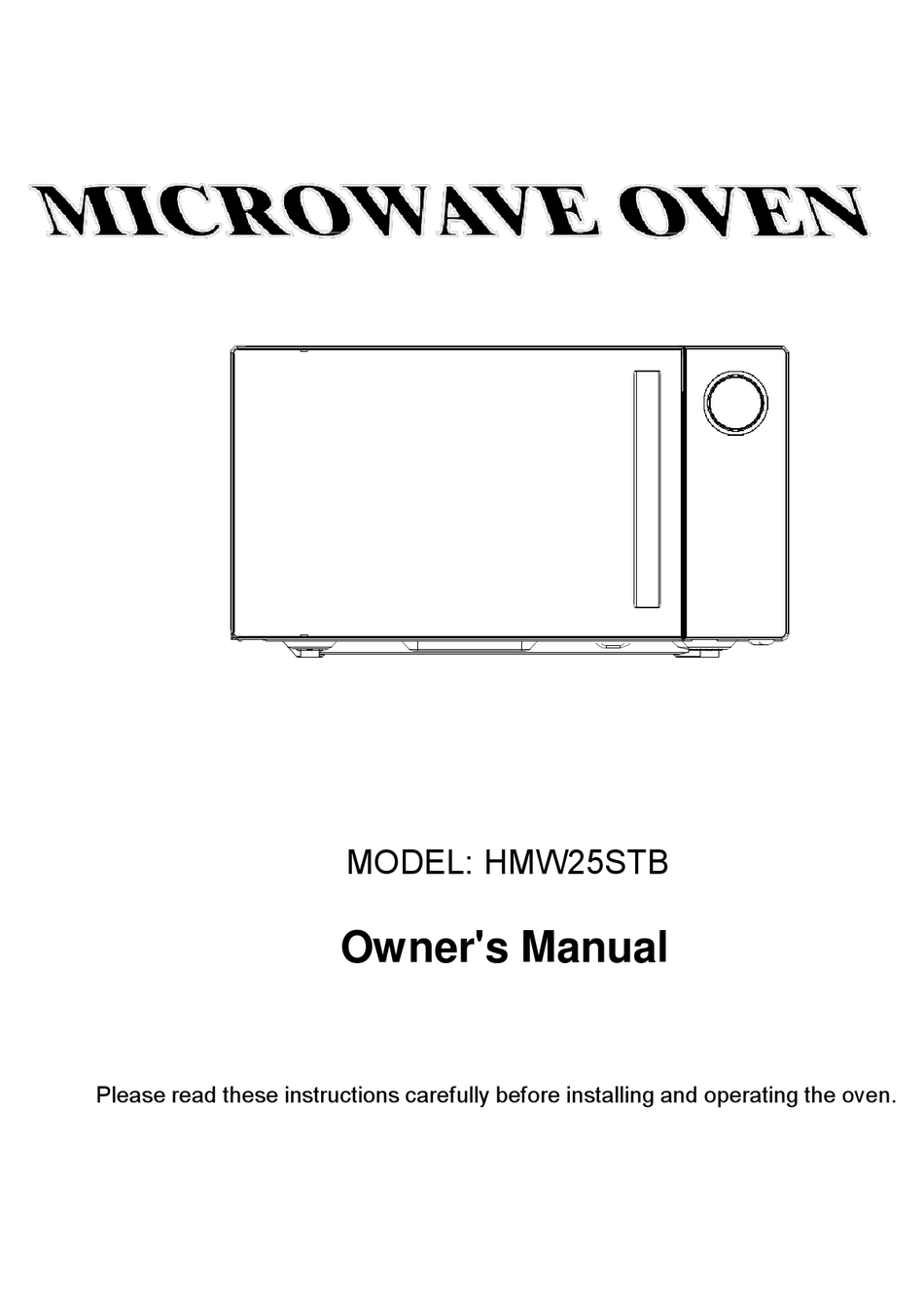 HOOVER HMW25STBUK OWNER'S MANUAL Pdf Download ManualsLib