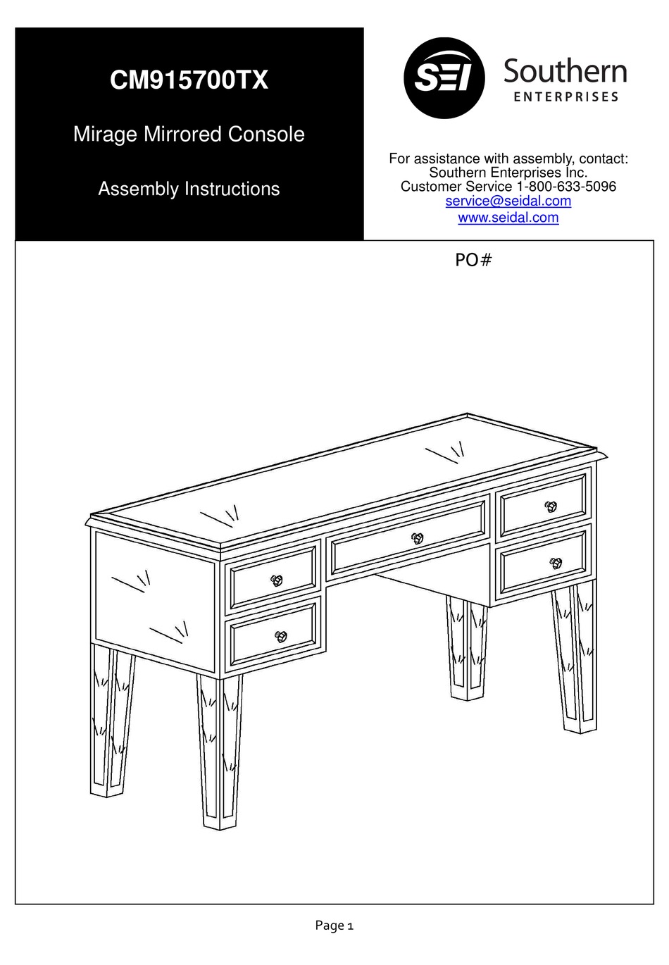SEI MIRAGE CM915700TX ASSEMBLY INSTRUCTIONS MANUAL Pdf Download